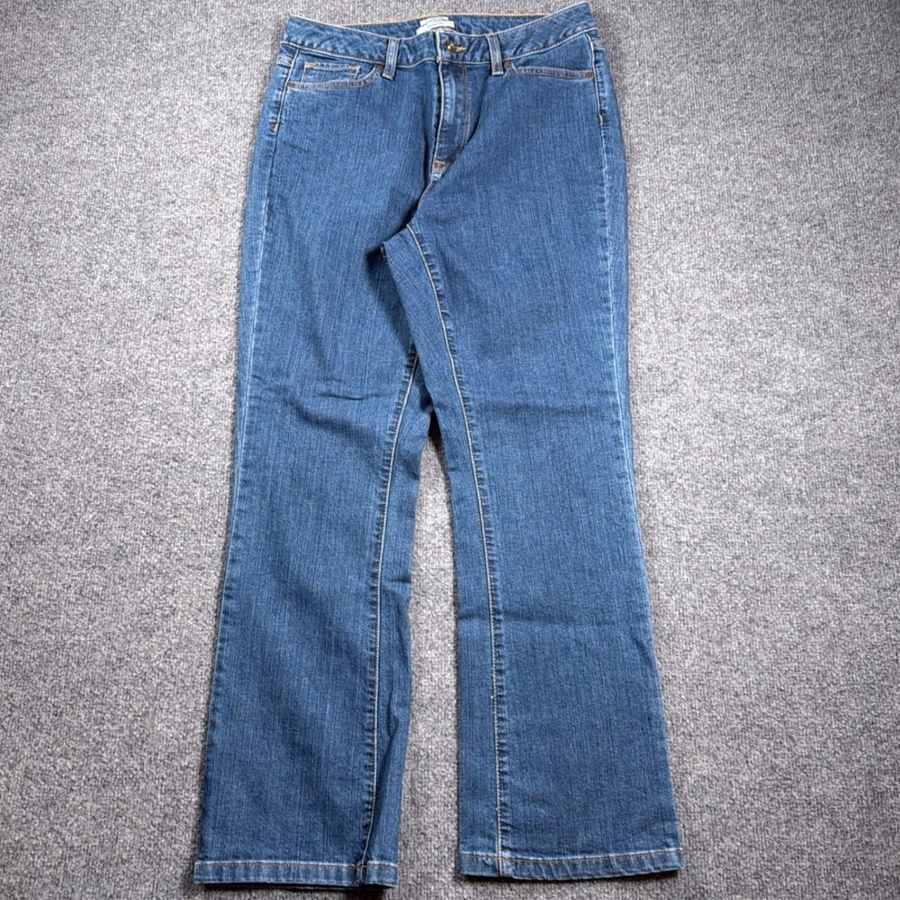 LL Bean True Shape Jeans Womens 16 Blue Bootcut Classic Fit Stretch 30x29 504930